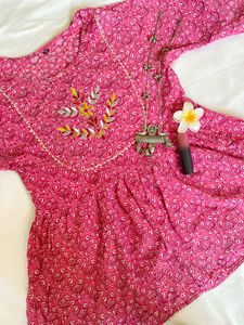 Pink Floral Print Top