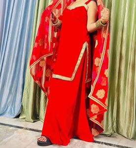Designer Beautiful Red  Sleeveless Suit