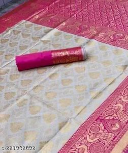 Elegant Pink &amp; White Sari