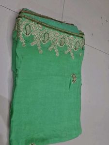Green Pittan Work Saree With Blouse
