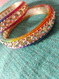 Colorful Rhinestone Bangles (Set of 2)