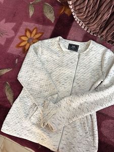 Ivory Quilted Zip-Up Jacket