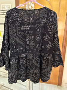 Black Printed Top kurti