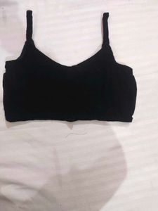 Velvet black bralette top with hooks at the back