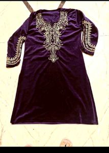 Elegant Embroidered Velvet Kurta