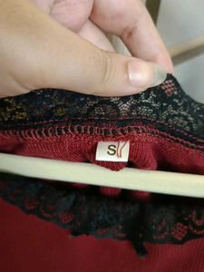 Ribbed Lace Trim Top