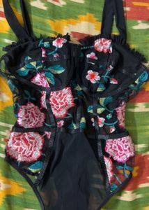 Black Floral Bodysuit