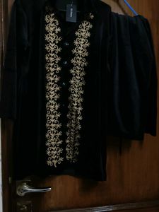 Elegant Black Embroidered Suit