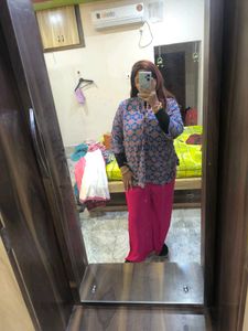 Pink Palazzo Pants with Gold Detail