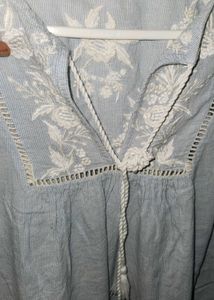 ZARA EMBROIDERED LIGHT BLUE TUNIC DRESS