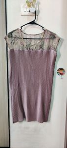 Pleated Dress with Floral Detail