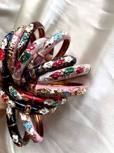 Pink enamel bracelet