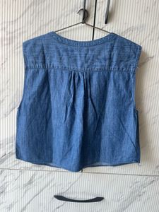 Embroidered Denim Tank Top