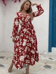 Maroon Mulvari Floral Printed Dress