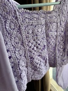 trendy crochet top in lilac colour
