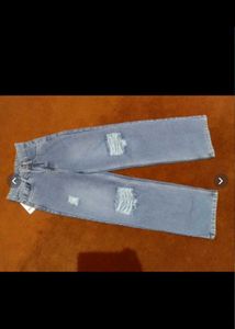 Ripped Wide-Leg Denim Jeans