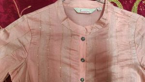 Peach Tunic Top with Silver Stripes