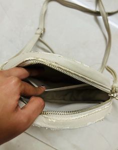 Beige Leather Sling Bag