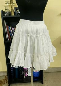 White Ruffled Mini Skirt