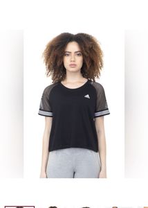 ADIDAS Women Sporty Round NeckPolyester Black T-Sh