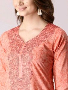 Embroidered Sharbati (Pastel Orange) Kurta