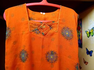 Fanta Orange Xxl Kurti With Linning