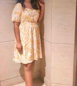 Yellow Print Mini Dress