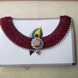 925 Silver Rajputi Chatai Haar in Ruby colour Bead