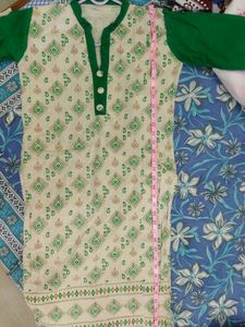 Green And Cream Kurta