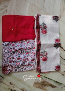 Red Printed Kurta Set