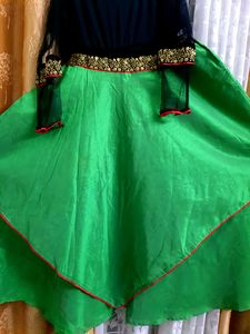 Layered Green And Black Dress/Kurti
