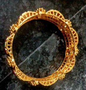 Gold Plated Bangles With Multiple Stones
