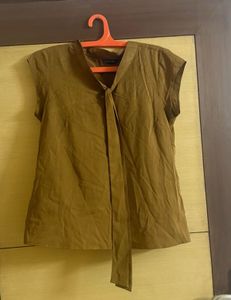 Wardrobe By Westside Formal Tie Up Brown Top