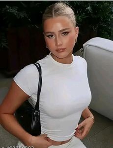 White Fitted Short Sleeve Top