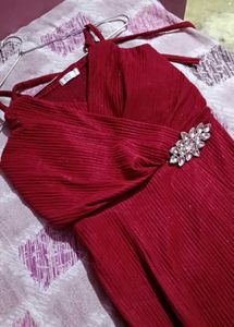 Elegant Red Maxi Dress with padding inside