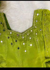 Green Mirror Work Kurta Set