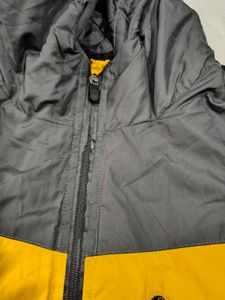 Colourblock Hooded Jacket Charcoal Mustard