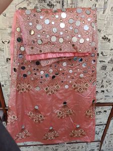 Mirror Work Unstitched Lehenga Choli &amp; Dupatta