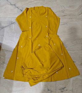 Mustard Embroidered Kurta Set