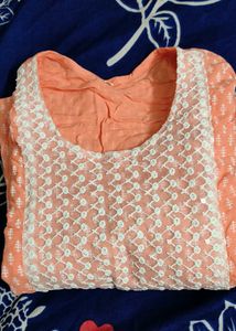 Peach Embroidered Kurti