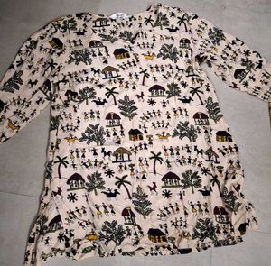 printed cotton blend straight kurta