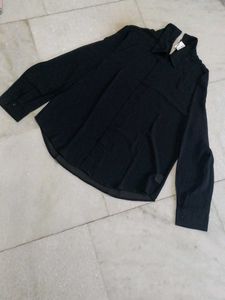 XXL Size Black Button-Down Top
