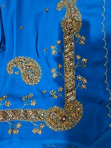 Elegant Blue Embellished Saree