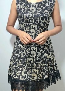 Black &amp; Rustic Gold Printed Dress