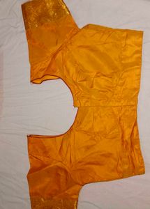 Gold &amp; Red Silk Blend Saree