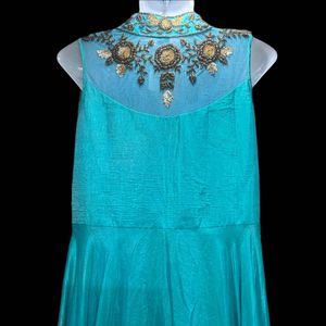 Embroidered Aqua Gown