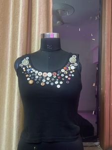 Button Embellished Tank Top Vintage
