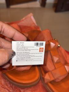 Orange Studded Flats