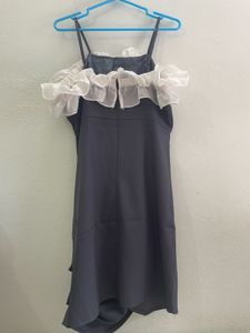 Gray Ruffle Mini Dress