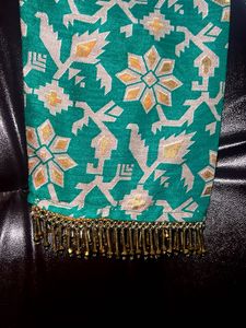 Green Floral golden Print Stylish Dress